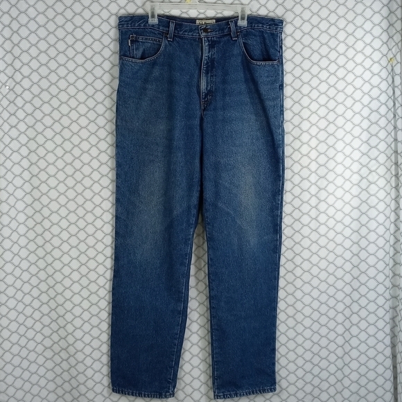 Vintage LL.BEAN Classic Fit plaid flannel lined Men's 38/34 outdoors blue jeans - Picture 2 of 11